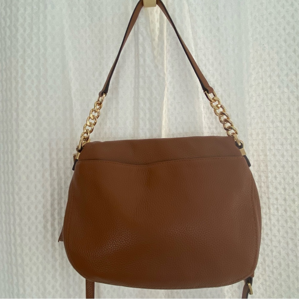 NWOT Michael Kors Y2K Chestnut Leather Boho Shoulder Bag with Gold Accents - Picture 3 of 16